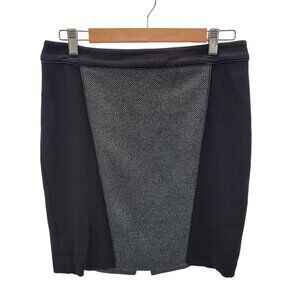 Express Womens‎ Knit Pencil Skirt Size 4 Black Gray Short Career Back Zip Slit